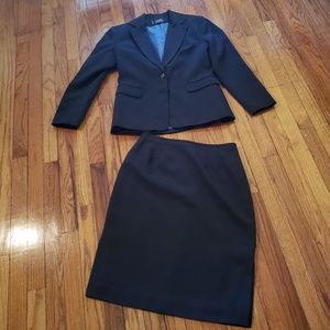 Two-piece pinstripe skirt suit